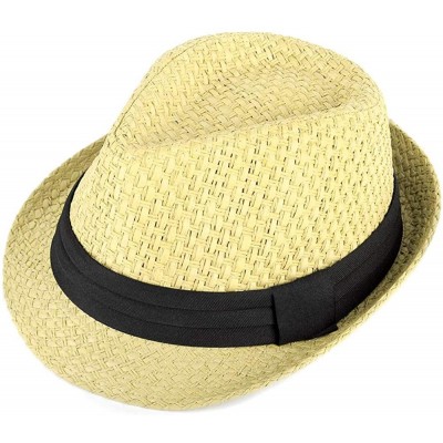 Fedoras Unisex Summer Short Brim Fedora - Hats for Men & Women + Panama Hats & Straw Hats - Ivory - CA17YHRKDA0 $9.08