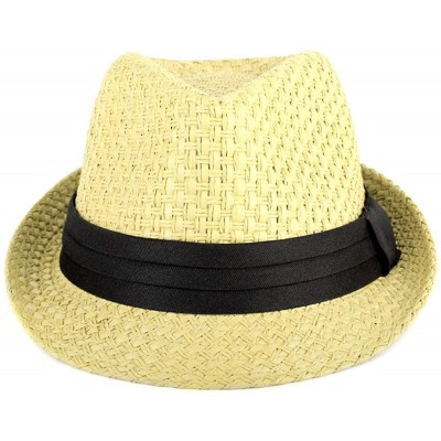 Fedoras Unisex Summer Short Brim Fedora - Hats for Men & Women + Panama Hats & Straw Hats - Ivory - CA17YHRKDA0 $9.08