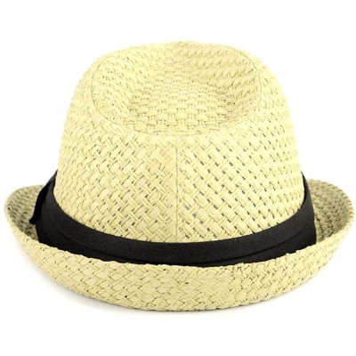 Fedoras Unisex Summer Short Brim Fedora - Hats for Men & Women + Panama Hats & Straw Hats - Ivory - CA17YHRKDA0 $9.08