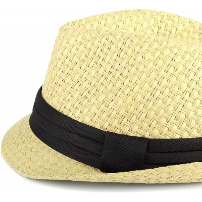 Fedoras Unisex Summer Short Brim Fedora - Hats for Men & Women + Panama Hats & Straw Hats - Ivory - CA17YHRKDA0 $9.08