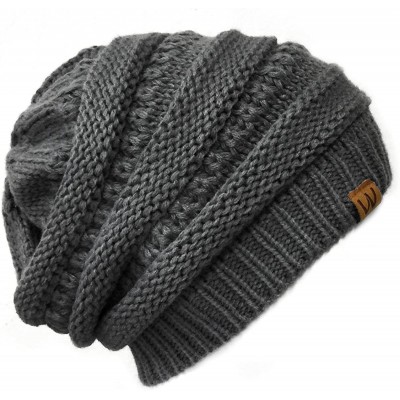 Skullies & Beanies Trendy Winter Beanie - Charcoal Gray - CF186SRUHNS $8.90