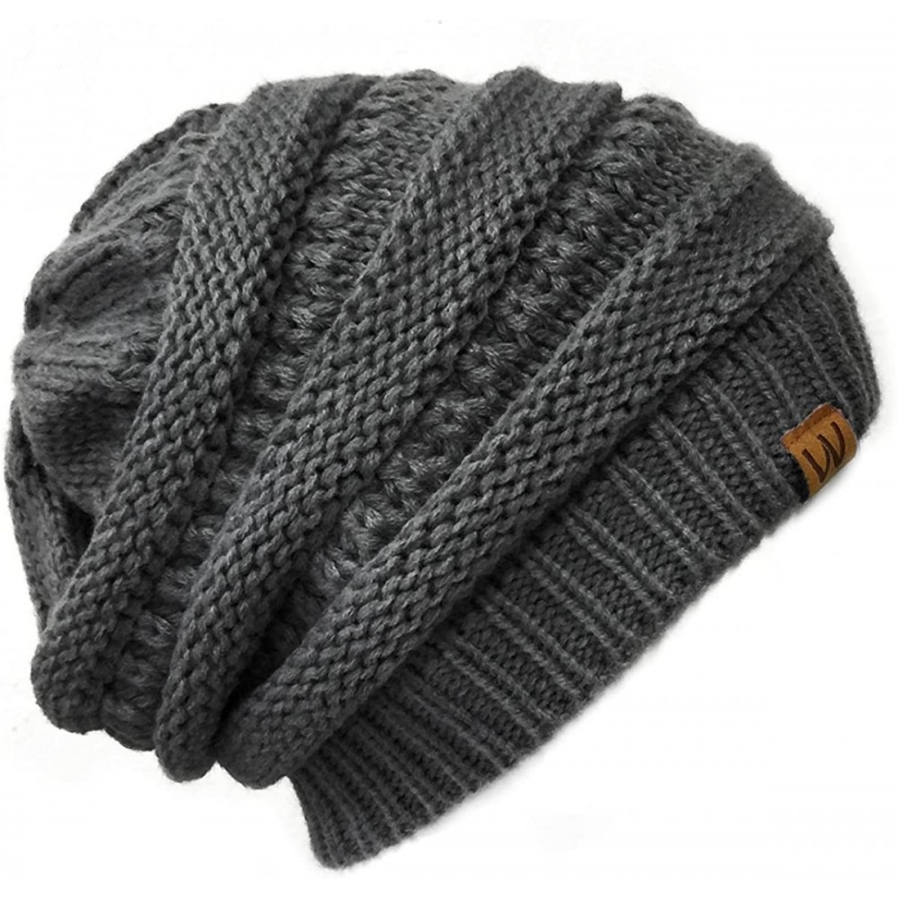 Skullies & Beanies Trendy Winter Beanie - Charcoal Gray - CF186SRUHNS $8.90