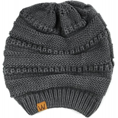 Skullies & Beanies Trendy Winter Beanie - Charcoal Gray - CF186SRUHNS $8.90