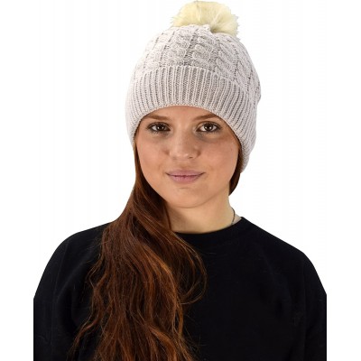 Skullies & Beanies Oversize Cute Beanie Hat Cap Warm Hand Knit Pom Pom Double Layer Thick Winter Ski Snowboard Hat - Tan 18 -...