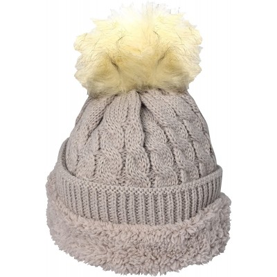 Skullies & Beanies Oversize Cute Beanie Hat Cap Warm Hand Knit Pom Pom Double Layer Thick Winter Ski Snowboard Hat - Tan 18 -...