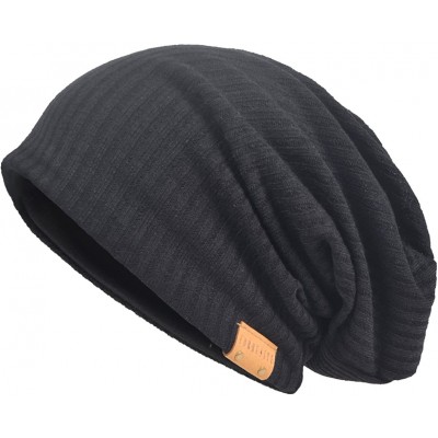 Skullies & Beanies Men's Oversize Slouch Beanie Slouchy Skullcap Large Baggy Hat - Vertical-black - C2188DIUCUC $14.37