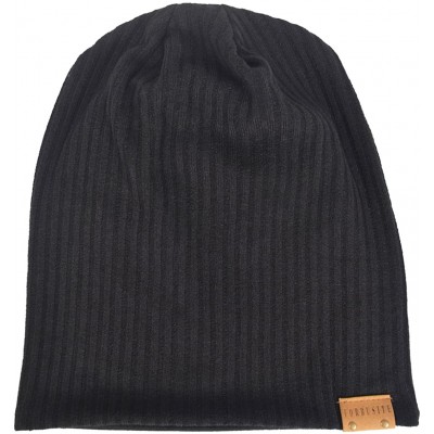 Skullies & Beanies Men's Oversize Slouch Beanie Slouchy Skullcap Large Baggy Hat - Vertical-black - C2188DIUCUC $14.37