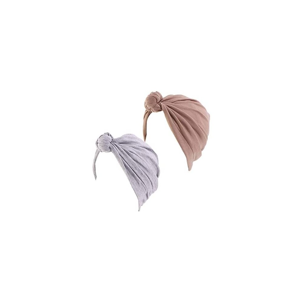 Skullies & Beanies New Women's Cotton Flower Elastic Turban Beanie Chemo Cap Hair Loss Hat - Women Chemo Grey+ Coffee1 - CR18...