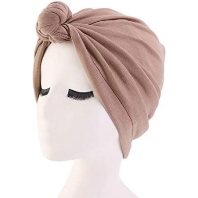 Skullies & Beanies New Women's Cotton Flower Elastic Turban Beanie Chemo Cap Hair Loss Hat - Women Chemo Grey+ Coffee1 - CR18...