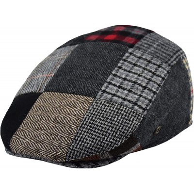 Newsboy Caps Classic Men's Flat Hat Wool Newsboy Herringbone Tweed Driving Cap - Iv1580-multi Patch - CQ189YIIRW0 $14.27