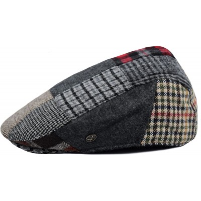 Newsboy Caps Classic Men's Flat Hat Wool Newsboy Herringbone Tweed Driving Cap - Iv1580-multi Patch - CQ189YIIRW0 $14.27