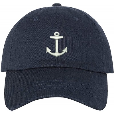 Baseball Caps Anchor Baseball Cap - Dad Hat Unisex - Navy - CU18LGSWN5W $20.79