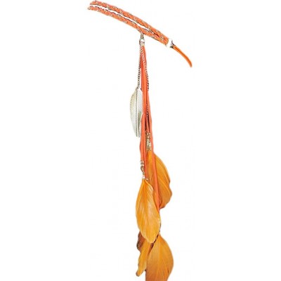 Headbands Women Feather Leaf Tassels Braided Hippie Headband Hair Accessories - Orange - C218UE62IGR $10.91