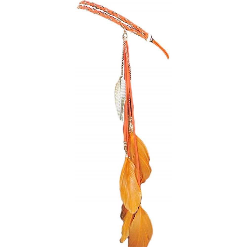 Headbands Women Feather Leaf Tassels Braided Hippie Headband Hair Accessories - Orange - C218UE62IGR $10.91