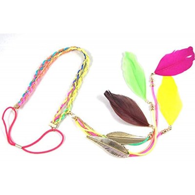 Headbands Women Feather Leaf Tassels Braided Hippie Headband Hair Accessories - Orange - C218UE62IGR $10.91