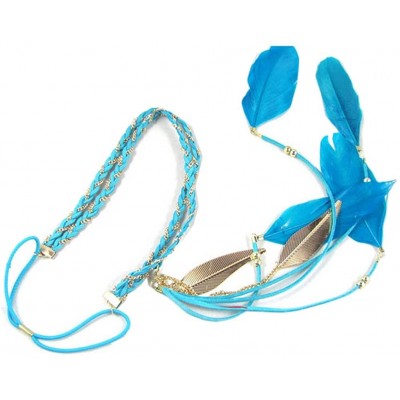 Headbands Women Feather Leaf Tassels Braided Hippie Headband Hair Accessories - Orange - C218UE62IGR $10.91