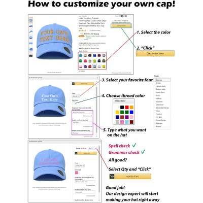 Visors Custom Visor Hat Embroider Your Own Text Customized Adjustable Fit Men Women Visor Cap - Beach - CE18T573OEI $17.28