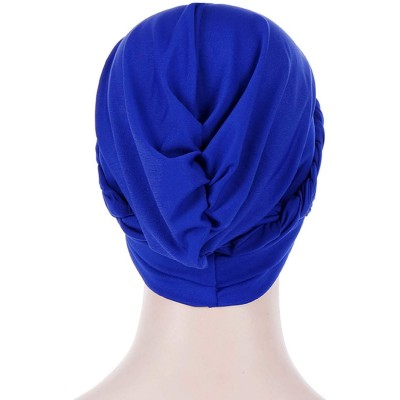 Skullies & Beanies Chemo Cancer Braid Turban Cap Ethnic Bohemia Twisted Hair Cover Wrap Turban Headwear - Royal Blue - CM18UC...