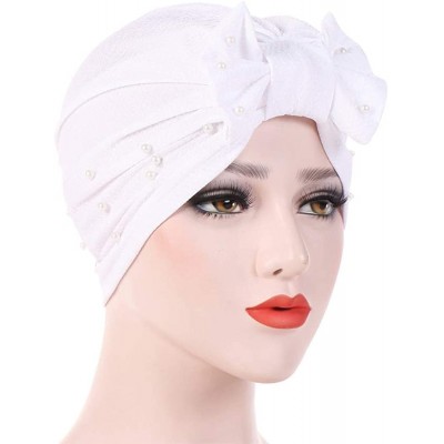 Skullies & Beanies Womens Bowknot Turban Headwear Puggaree - White5 - CD18H06UUAT $30.00
