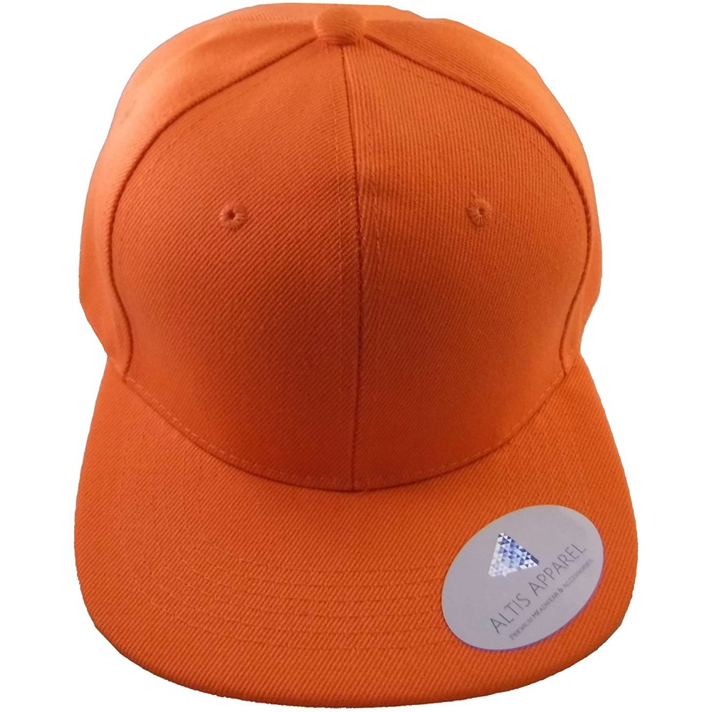 Baseball Caps Premium Plain Solid Flat Bill Snapback Hat - Adult Sized Baseball Cap - Orange - CP182TI6I6Z $12.76