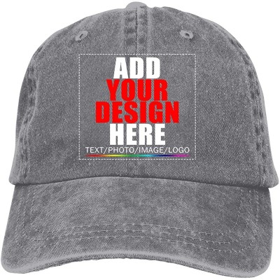 Baseball Caps Custom Baseball Caps- Design Your Own Hat- Team Photo Text Logo Graphic Print - Denim Gray - CE18U8LRTWD $12.39