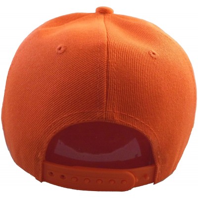 Baseball Caps Premium Plain Solid Flat Bill Snapback Hat - Adult Sized Baseball Cap - Orange - CP182TI6I6Z $12.76