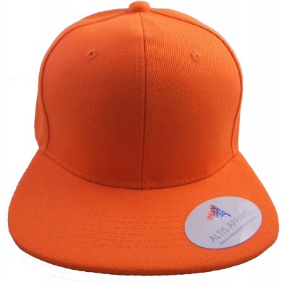 Baseball Caps Premium Plain Solid Flat Bill Snapback Hat - Adult Sized Baseball Cap - Orange - CP182TI6I6Z $12.76