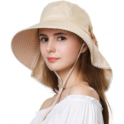 Sun Hats Womens Packable Ponytail Gardening Summer Sun Hat with Neck Flap Chin Strap - 69053beige - C818RG7ZX7G $16.85