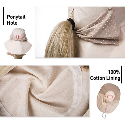 Sun Hats Womens Packable Ponytail Gardening Summer Sun Hat with Neck Flap Chin Strap - 69053beige - C818RG7ZX7G $16.85