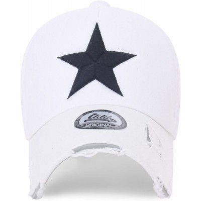 Baseball Caps Star Embroidery tri-Tone Trucker Hat Adjustable Cotton Baseball Cap - White Mesh_xl - CJ18QXZTZ89 $17.42