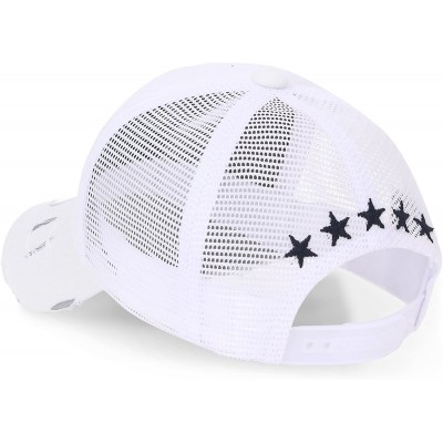 Baseball Caps Star Embroidery tri-Tone Trucker Hat Adjustable Cotton Baseball Cap - White Mesh_xl - CJ18QXZTZ89 $17.42