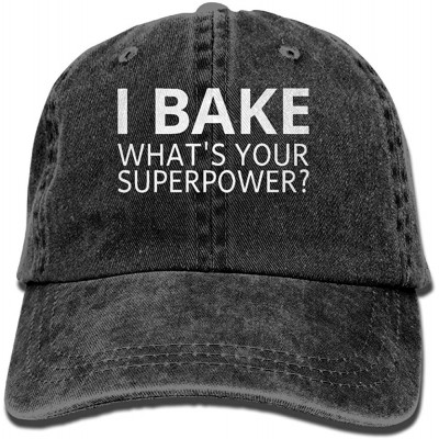 Cowboy Hats I Bake- What's Your Superpower Trend Printing Cowboy Hat Fashion Baseball Cap for Men and Women Black - Black - C...