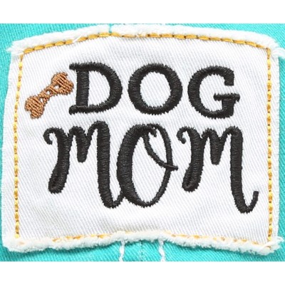 Baseball Caps Baseball Distressed Embroidered Adjustable - Dog Mom - Turquoise - CN18Y3DK0GL $13.12