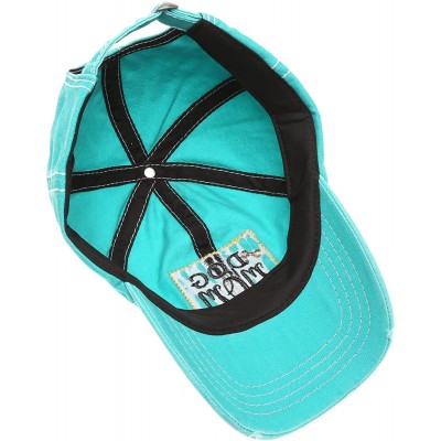 Baseball Caps Baseball Distressed Embroidered Adjustable - Dog Mom - Turquoise - CN18Y3DK0GL $13.12