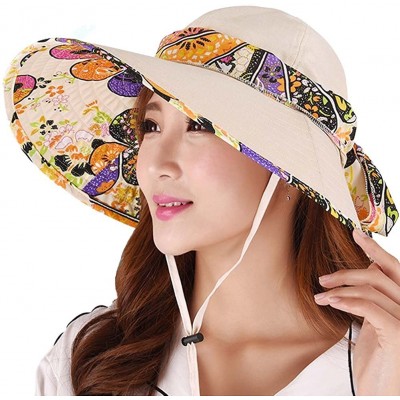 Sun Hats Women's Summer Beach Travelling Sun Hat UV Wide Brim Visor Caps - Kahki2 - CK17Z5RZ4ZZ $13.99