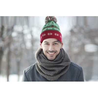 Skullies & Beanies Winter Hats for Men & Women - Christmas Ugly Sweater Red & Green Beanie Ski Hat - Green - CS18KM6TX3W $22.38