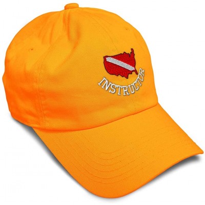 Baseball Caps Soft Baseball Cap Scuba Diving Instructor B Embroidery Dad Hats for Men & Women - Orange - CL18ZEARXT2 $17.67