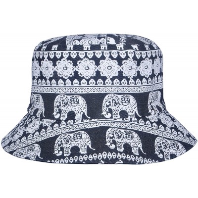 Bucket Hats Unisex Cute Unique Print Travel Bucket Hat Summer Fisherman Cap - Elephant White - CG18TLWLONY $13.43