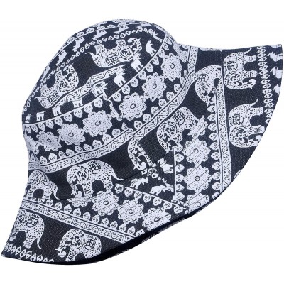 Bucket Hats Unisex Cute Unique Print Travel Bucket Hat Summer Fisherman Cap - Elephant White - CG18TLWLONY $13.43