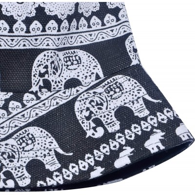 Bucket Hats Unisex Cute Unique Print Travel Bucket Hat Summer Fisherman Cap - Elephant White - CG18TLWLONY $13.43