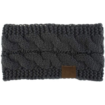 Headbands Soft Elastic Wool Knit Winter Headband Women Fashion Wide Stretch Hair Band Headwear - Dark Gray - CU1943E4SK9 $16.88