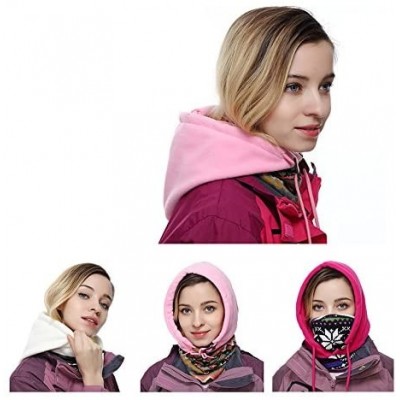 Balaclavas Balaclava Ski Face Mask Winter Hat Fleece Cold Weather Hooded Mask Neck Warmer - Pink - CY188GS0WC8 $9.65