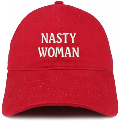 Baseball Caps Nasty Woman Embroidered Low Profile Adjustable Cap Dad Hat - Red - CV12O674IT9 $17.60