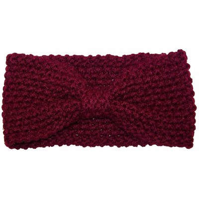 Cold Weather Headbands Adult Crochet Bow Knot Headband/Ear Warmer (One Size) - Maroon - CD11OZ4HN9P $18.76