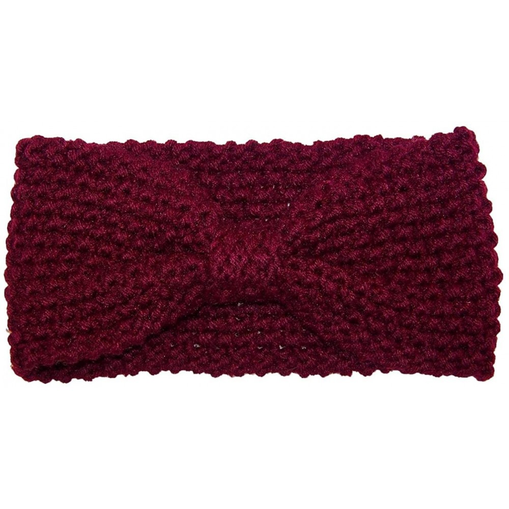 Cold Weather Headbands Adult Crochet Bow Knot Headband/Ear Warmer (One Size) - Maroon - CD11OZ4HN9P $8.48