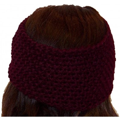 Cold Weather Headbands Adult Crochet Bow Knot Headband/Ear Warmer (One Size) - Maroon - CD11OZ4HN9P $8.48