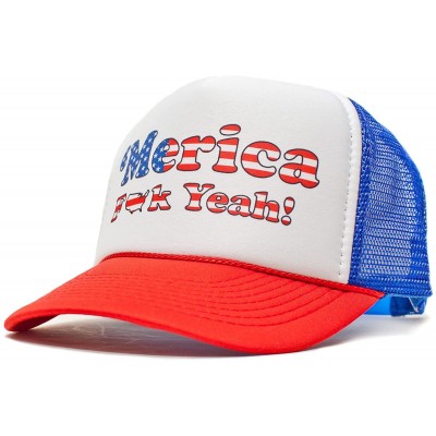 Baseball Caps F Yeah Unisex-Adult Trucker Hat -One-Size Curved Royal/Red - CN11LS2YD6N $8.69