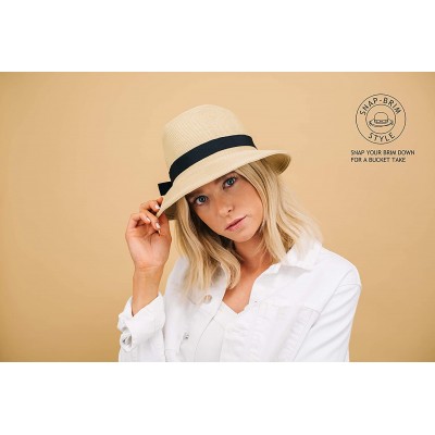 Fedoras Genoa Fedora Bucket Sun Straw Beach Hat Fine Braid UPF50+ Unisex - Beige - C818S0Q76HU $32.31