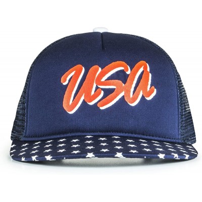 Baseball Caps USA Mesh Trucker Hat (Snapback Baseball Cap) USA Hat - Sun Protection - Navy - C0183WARALE $29.29