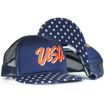 Baseball Caps USA Mesh Trucker Hat (Snapback Baseball Cap) USA Hat - Sun Protection - Navy - C0183WARALE $29.29